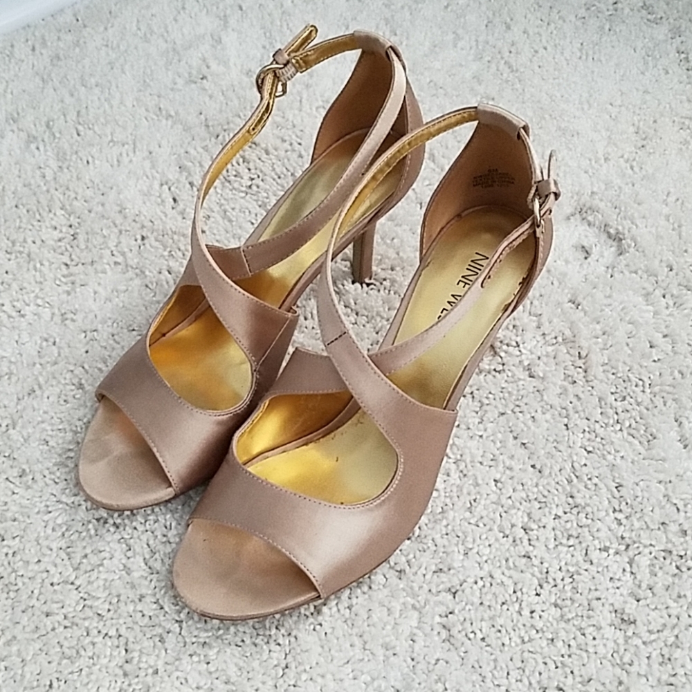 Gold Satin "Gessebel" Nine West Heels